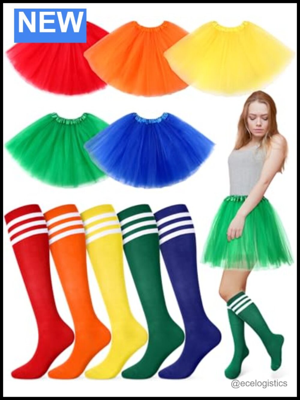 Women's Halloween Tutu Skirts & Knee Socks Costume Set 10 Pieces